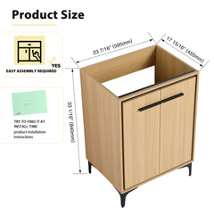 24'' Bathroom Vanity without Top Sink, Modern Bathroom Storage Cabinet with 2 Soft Closing Doors, Single Sink Bathroom Vanity