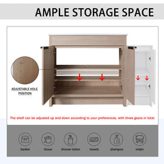 48 Inch Freestanding Bathroom Vanity with Ceramic Sink and Storage Cabinets, Soft Closing Door, 02436+0312 Combination Cabinet, KD-Package