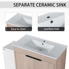 48 Inch Freestanding Bathroom Vanity with Ceramic Sink and Storage Cabinets, Soft Closing Door, 02436+0312 Combination Cabinet, KD-Package
