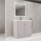 36" Freestanding Bathroom Vanity with White Resin Sink & 2 Soft-Close Cabinet Doors (KD-Packing)