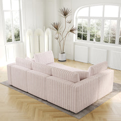 106.3" Soft U-shaped 6-Person Sofa. Matches 30.7" Ottoman with Hydraulic Lift. Comfortable & Stylish. For Bedroom & Living Room. Light Pink.Modern Furniture. Modular Design.