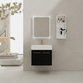 24 Inch Wall-Mounted Bathroom Vanity with Sink and Storage Rack, Thick Edged Resin Basin, KD-Package