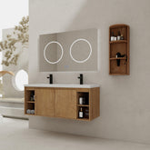 48" Wall-Mounted Bathroom Vanity With Double Sink and Storage Rack, Soft Close Doors,00612IMO-07348IMOX Combination Cabinet(KD-Packing)