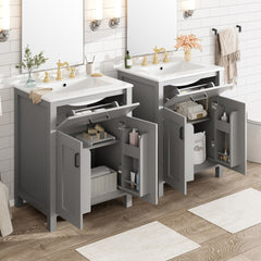 Modern 48-Inch Bathroom Vanity with Ceramic Sink, Soft-Close Doors, Flip Drawer, Double-Layer Door Shelves, Elegant Storage Solution