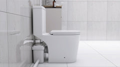 Upflush Toilet For Basement, 600W Macerating Toilet System With Powerful Dual Flush, Elongated 17.25 ADA Comfort, Soft-Close Seat, 3 Water Inlets Connect to Sink, Shower, White