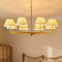 8-Light Rope + Fabric shade Chandelier,Gold Chandelier,Chandelier Romantic Golden,Adjustable Pendant Lights Living Room Dining Room Decoration Lamp Custom Hotel Project Lighting - Gold-
