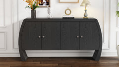U-Style Four-Door Ash Veneer Storage Cabinet with Curved Legs, Perfectly Suited for Hallways, Entrances, and Living Rooms