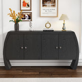 U-Style Four-Door Ash Veneer Storage Cabinet with Curved Legs, Perfectly Suited for Hallways, Entrances, and Living Rooms