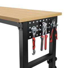 48 "Adjustable Workbench with Power Outlet, Heavy Duty Load Capacity Hardwood Workbench Suitable for Workshop, Office, Garage, Home