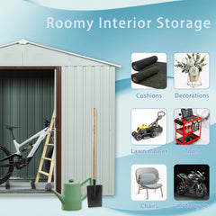 8ft x 4ft Outdoor Metal Storage Shed With window and metal foundation White