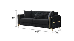 Melody Modern Contemporary Velvet Fabric Upholstered Sleeper Convertible Sofa made with Wood & Iron in Black