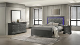 Blaze Upholstered Modern Style 4 Pc Full Bedroom Set with LED Headboard Made with Wood in Metallic Gray(NJ INVENTORY)
