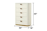 La Pierre Modern Style 5 Pc Queen Upholstered Bedroom Set Made with Wood and Gold Accents in Beige(NJ INVENTORY)