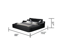 ZOYA Smart Multifunctional massager Queen Size Bed Made with Wood and Faux Leather in Black(NJ Warehouse Stock)