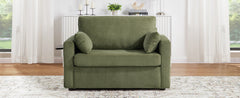 Twin Size Sofa Bed 47.2" Sleeper Sofa Loveseat Sofa with a Foldable Mattress, a Foldable Side Table, a Side Storage Pocket and Two USB Ports for Living Room, Green