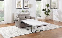 Twin Size Sofa Bed 47.2" Sleeper Sofa Loveseat Sofa with a Foldable Mattress, a Foldable Side Table, a Side Storage Pocket and Two USB Ports for Living Room, Grey-Brown