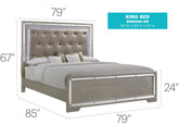 Alana G6800A-KB King Bed ( 3 Boxes) , Silver Champagne