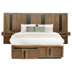 Moraga Ash Brown Queen Wall Panel Storage Bed