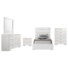 Dulcey White High Gloss 5-piece Twin Bedroom Set