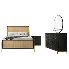 Anser Black and Natural 4-piece Eastern King Bedroom Set