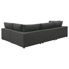 Rhette Charcoal 4-piece Upholstered Sectional with Reversible Cushions