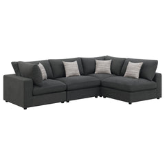 Rhette Charcoal 4-piece Upholstered Sectional with Reversible Cushions