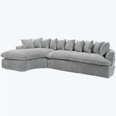 127'' Large Sectional Sofa ,Elegant Curved Design ,High-Resilience Foam ,Ten Back Cushions,L-Shape Left Sofa,No Assembly Required , (Gray-Soft Corduroy Fabric)