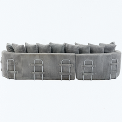 127'' Large Sectional Sofa ,Elegant Curved Design ,High-Resilience Foam ,Ten Back Cushions,L-Shape Left Sofa,No Assembly Required , (Gray-Soft Corduroy Fabric)