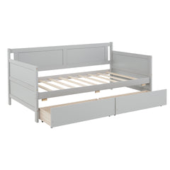 Twin Size Pine Wood Daybed with two Storage Drawers ,Grey(OLD SKU:W50426286)