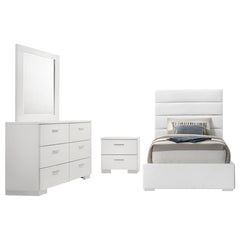 Dulcey White High Gloss 4-piece Twin Bedroom Set
