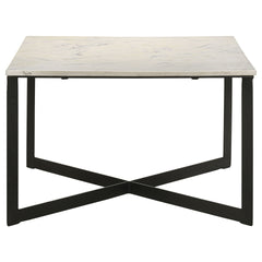 Volz White and Black Square Marble Top Coffee Table