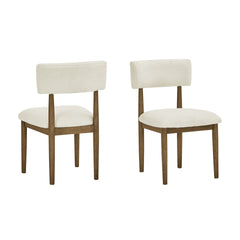 Darla 5Pc 72"W Rectangular Walnut Oak Finish Sled Dining Set with Beige Sherpa Fabric Chairs