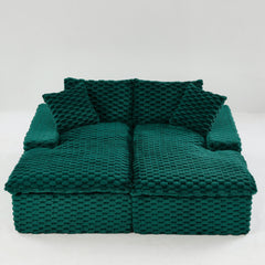Green Turtle Velvet Double Chaise Lounge, Multifunctional Lazy Sofa with Full Compressed Sponge, Capable of Side - by - Side or Face - to - Face Arrangement