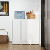 36" Freestanding Bathroom Storage Cabinet, Soft Close Doors, Glossy White, Plywood, KD-Packing, 12" x3 Combination (Suitable For Bathroom, Kitchen, Study Room, Bedroom, Etc)