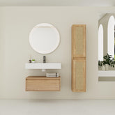 30 inch Wall-Mounted Bathroom Vanity with Resin Sink and Side Cabinet,Soft Close Drawer (KD-Packing), 09430IMO-30M-SC00512IMO*2 Combination Cabinet