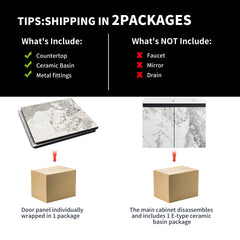24'' Floating Wall-Mounted Bathroom Vanity With Ceramics Sink & Soft-Close Cabinet Door, KD-Package