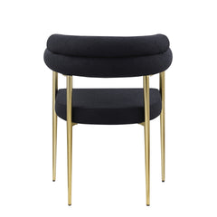 Woker Dining Chairs Set of 2, Mid-Century Modern Dining Chairs, Kitchen Dining Room Chairs, Round Boucle Backrest Sherpa Dining Chair with Brushed Bronze Metal Legs