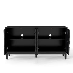 60.5" Mid Century Modern Sideboard Buffet Cabinet with Storage, TV Media Console Table, Storage Cabinet with 4 Doors & Adjustable Shelves for Kitchen Dining Living Room Entryway, Black
