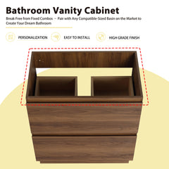 30" Bathroom Vanities without Sink, Modern Undermount Bathroom Sink Cabinet with Double drawer, Freestanding Bathroom Sink Cabinet,Engineering wood,Brown