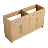 60" Freestanding Bathroom Vanity, 4-Soft Closing Door, Original Oak, Plywood, KD-PACKING, (Only Vanity, Excluding Sink)