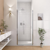 30" W x 72" H Semi-Frameless Circular Pivot Shower Door in Chrome With 1/4" (6mm) Thick SGCC Tempered Glass