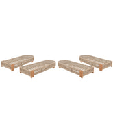 Outdoor Acacia Wood Patio Adjustable Lounge Chair Set of 4 - Uncushioned for Backyard Pool Garden - Beige rope & Natural iron