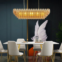 Modern Chandeliers for Dining Room, 54" Large Rectangle Gold Kitchen Chandelier Over Table, 12-Light with Smoke Glass Ceiling Lights, Farmhouse Pendant Lighting Fixture for Living Room Bedroom
