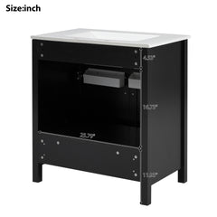 30-Inch Bathroom Vanity with Ceramic Sink and Ample Storage - The Perfect Choice for Small Bathrooms