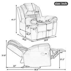 Home Theater Seating Manual Recliner Chair with LED Light Strip for Living Room,Bedroom, Brown