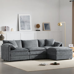 103" Chenille Modular Sectional Sofa with Deep and Wide Seat,L Shaped Cloud Couch Set with Double Cushions,4 Seat Sofa with Movable Ottoman,Oversized Indoor Furniture for Living Room&Apartment