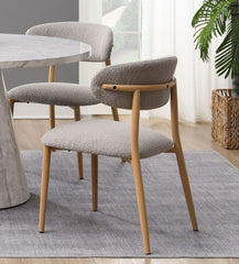 Modern Luxury Dining Chairs 2pc Set Light Gray Padded Seat Back Cushion Comfort Style Natural Finish Dining Furniture