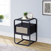 Black Accent Table with Glass Top