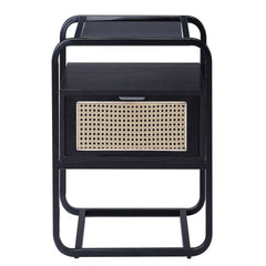 Black Accent Table with Glass Top