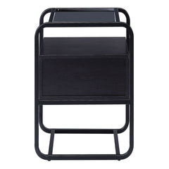 Black Accent Table with Glass Top